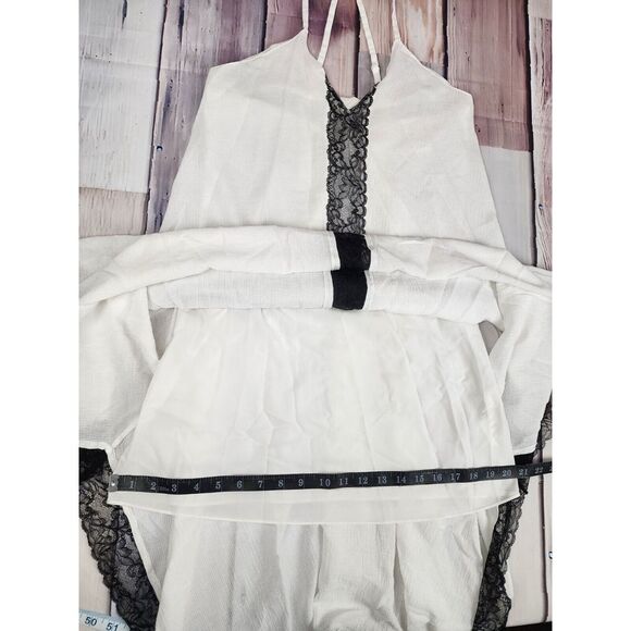 Alice‎ + Olivia Size XS X-Small Rav Black Lace-Trim Handkerchief-Hem Dress White - Picture 11 of 12